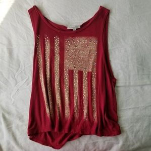 Charlotte Russe Red Sequined American Flag Shirt